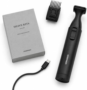 URBANER Precision Mustache Trimmer, USB rechargeable, with adjustable comb, USB-C cable and box
