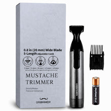 URBANER battery-operated mustache trimmer with 0.8 inch wide blade, 5-length adjustable comb and AA battery