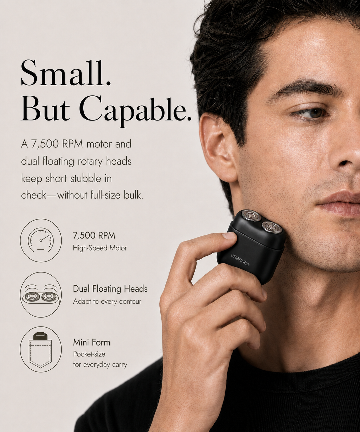 Mini Electric Shaver for Men, Palm-Sized and Travel-Ready