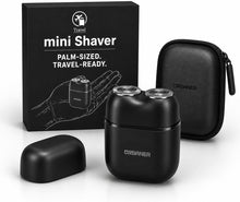 URBANER Mini Shaver - palm-sized travel electric shaver with dual rotary heads, charging case and box